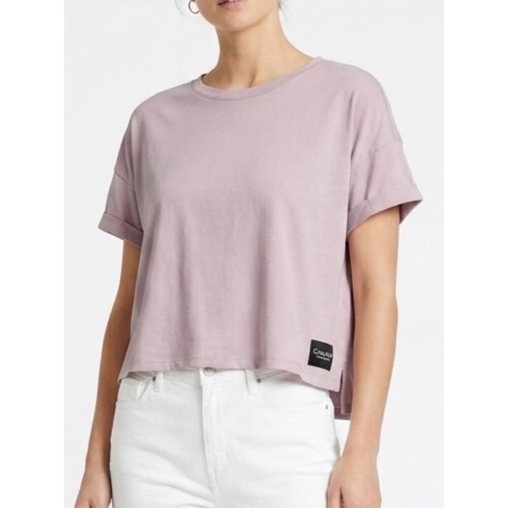 Calvin Klein Performance Blush Pink Cotton‎ Modal Boxy Crop Tee Size L Large